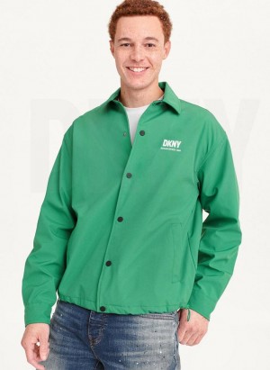 Green Men's DKNY Coaches Logo Jackets | Australia-D1812