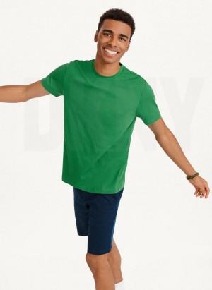 Green Men's DKNY Cotton Poly Pique T Shirts | Australia-D0878