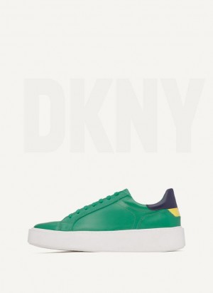 Green Men's DKNY Stacked Court Sneakers | Australia-D1712