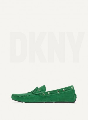 Green Men's DKNY Suede Driver Moccasin Sneakers | Australia-D1810