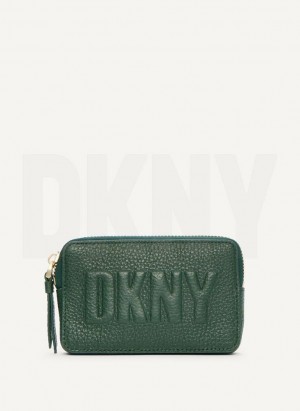 Green Women's DKNY Keyfob Cardcase Raised Logo Wallets | Australia-D1489