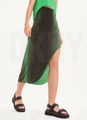 Green Women's DKNY Pleated Skirts | Australia-D1730