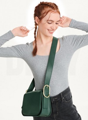 Green Women's DKNY Saddle Shoulder Bags | Australia-D1597