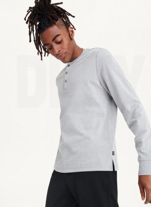 Grey Men's DKNY Baselayer Henley Sweatshirts | Australia-D0617