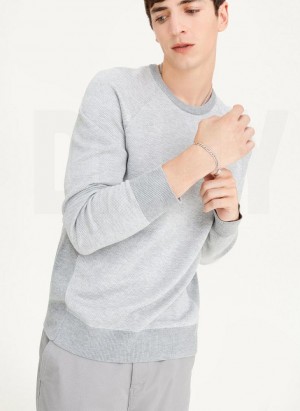 Grey Men's DKNY Birdseye Raglan Sleeve Sweaters | Australia-D1579