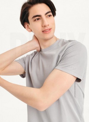 Grey Men's DKNY Cotton Poly Pique T Shirts | Australia-D1069
