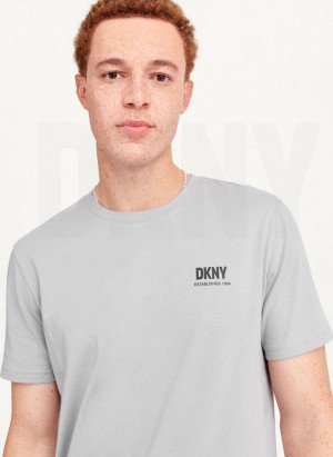Grey Men's DKNY Left Chest T Shirts | Australia-D0636