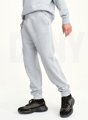 Grey Men's DKNY Logo Tape Detail Joggers | Australia-D1041