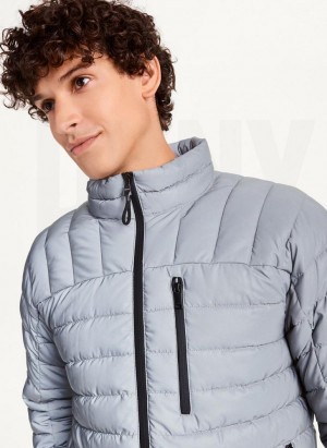 Grey Men's DKNY Packable Puffer Jacket | Australia-D0378