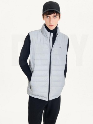 Grey Men's DKNY Packable Quilted Vest Jackets | Australia-D1611