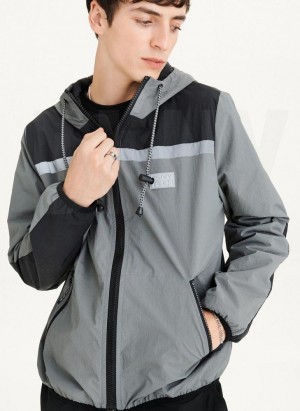 Grey Men's DKNY Tech Cotton Touch Nylon Jackets | Australia-D0988