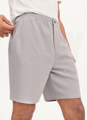 Grey Men's DKNY Vertical Effect Knit Shorts | Australia-D1880