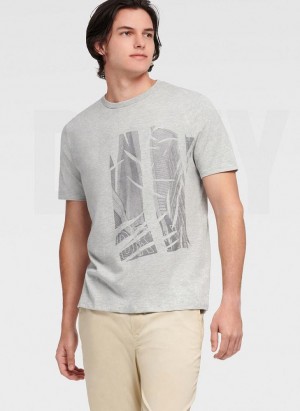 Grey Men's DKNY Views Graphic T Shirts | Australia-D0895