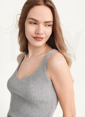Grey Women's DKNY Cropped Tank Tops | Australia-D1081