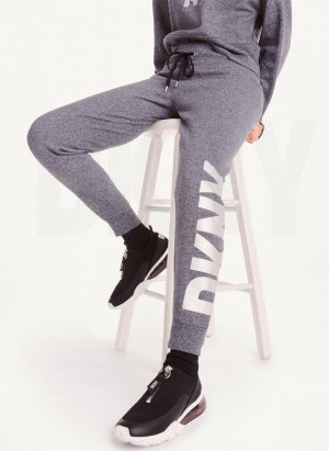 Grey Women's DKNY Exploded Logo Joggers | Australia-D1275