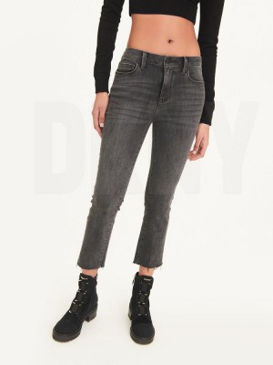 Grey Women's DKNY Foundation Slim Stright Crop With Raw Hem Jeans | Australia-D1223