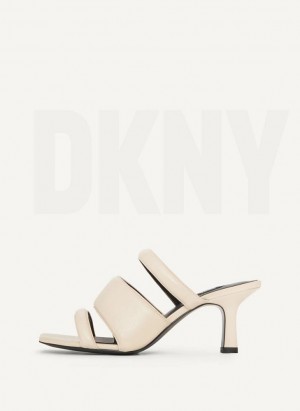 Grey Women's DKNY Puffy Multi Strap Mule Heels | Australia-D0646