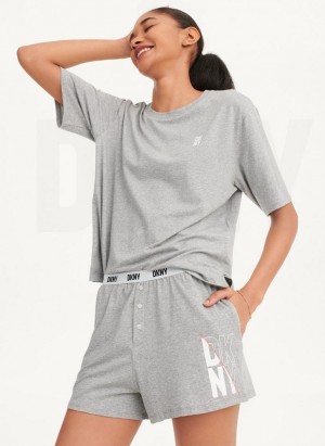 Grey Women's DKNY Sleep Top Pajamas | Australia-D1914