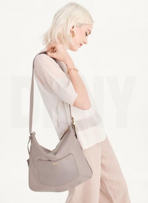 Grey Women's DKNY The Medium Optimist Shoulder Bags | Australia-D1764