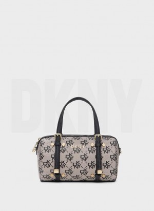 Grey / Black Women's DKNY Bo Town & Country Mini Duffle Crossbody Bags | Australia-D0132
