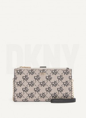 Grey / Black Women's DKNY Bryant Logo Crossbody Bags | Australia-D1148