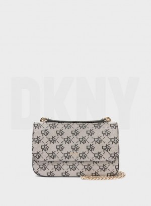 Grey / Black Women's DKNY Sina Flap Shoulder Bags | Australia-D1916
