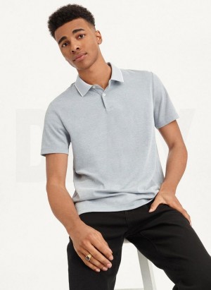 Indigo Men's DKNY Core Pima Cotton Pique Polo Shirts | Australia-D0321