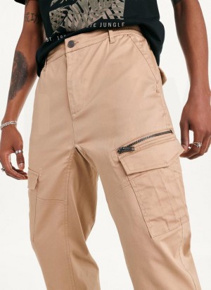 Khaki Men's DKNY Cotton Sateen Joggers | Australia-D0427