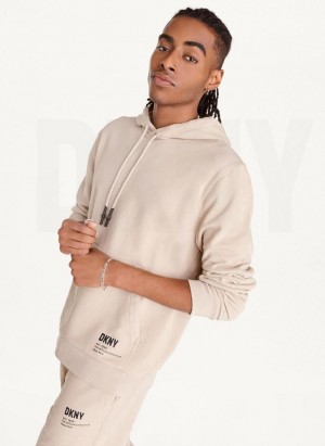 Khaki Men's DKNY French Terry Hoodies | Australia-D0613
