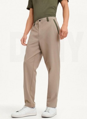 Khaki Men's DKNY Olive Trim Elastic Waist Pants | Australia-D1032