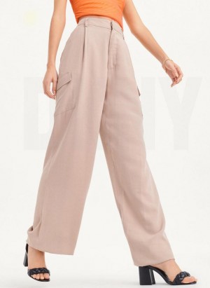 Khaki Women's DKNY Frosted Twill Pants | Australia-D0400