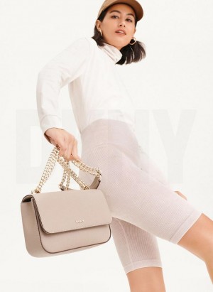 Khaki Women's DKNY Sina Flap Shoulder Bags | Australia-D0461