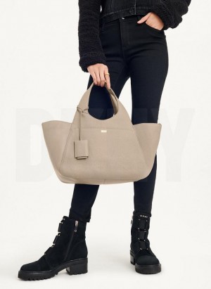 Khaki Women's DKNY The Medium Effortless Tote Bags | Australia-D1113