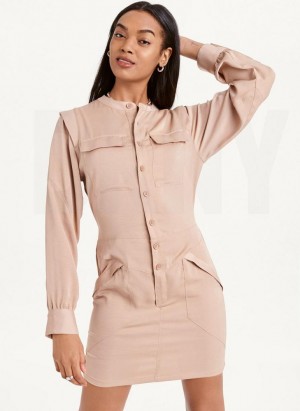 Khaki Women's DKNY Two Pocket Mini Dresses | Australia-D1438