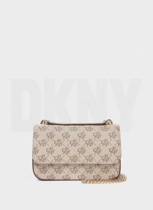 Khaki / Brown Women's DKNY Sina Flap Shoulder Bags | Australia-D0183