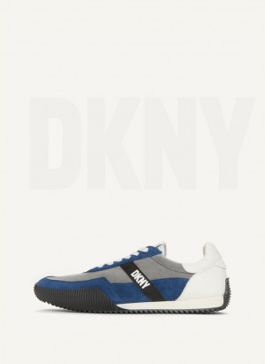 Light Blue Men's DKNY Side Logo Sneakers | Australia-D0265