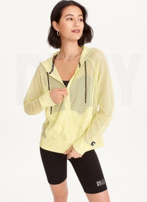 Light Green Women's DKNY Ozone Mesh Relaxed Full Zip Jackets | Australia-D1848