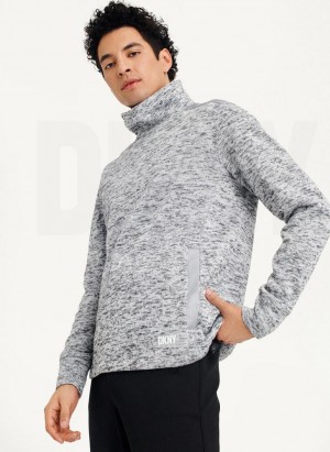 Light Grey Men's DKNY Funnel Neck Pullover Sweatshirts | Australia-D0121
