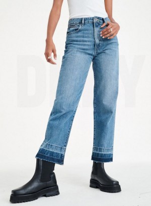 Light Wash Women's DKNY Kent High Rise Straight Leg Jeans | Australia-D1704