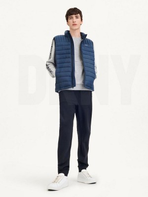 Navy Men's DKNY Packable Quilted Vest Jackets | Australia-D0974
