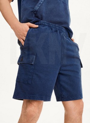 Navy Men's DKNY Pigment Garment Dye Shorts | Australia-D1260
