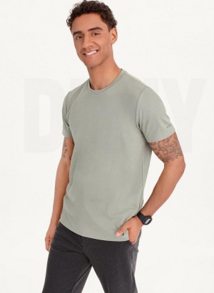 Olive Men's DKNY Cotton Poly Pique T Shirts | Australia-D0438