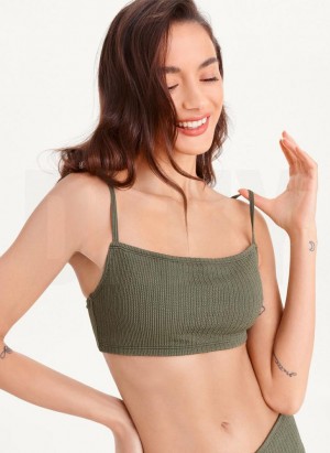 Olive Women's DKNY Straight Neck Bikini Top | Australia-D0697