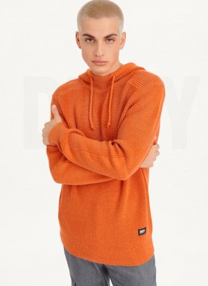 Orange Men's DKNY Half Cardigan Stitch Hoodies | Australia-D1719