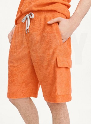 Orange Men's DKNY Toweling Cargo Shorts | Australia-D1160