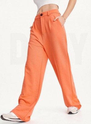 Orange Women's DKNY French Terry Wide Leg Pants | Australia-D0539