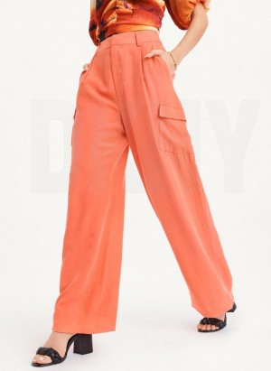 Orange Women's DKNY Frosted Twill Pants | Australia-D1094
