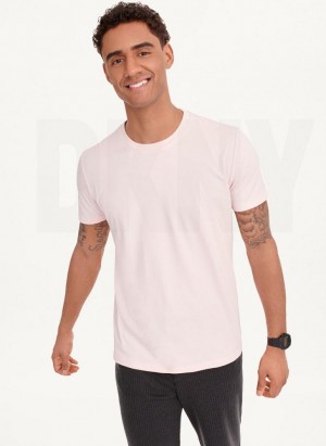 Pink Men's DKNY Cotton Poly Pique T Shirts | Australia-D0565