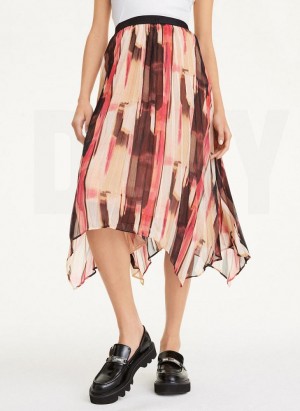 Pink Women's DKNY Asymmetrical Pleated Skirts | Australia-D0759