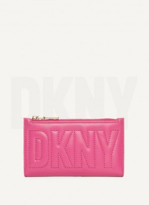 Pink Women's DKNY Elsa Bifold Card Holder Wallets | Australia-D0338
